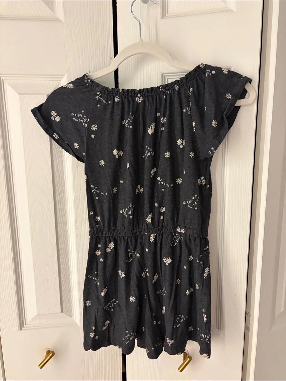 Old Navy Gray Daisy Off-Shoulder Romper